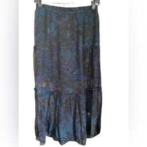 🚨Final Sale🚨! NWT Coach Long Navy Floral Silk Skirt Fits XS-SM